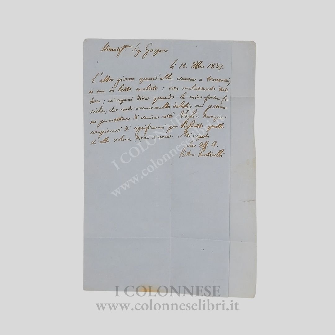 Lettera autografa firmata, indirizzata al sig. Gaspero Barbèra [Torino 1818-Firenze …