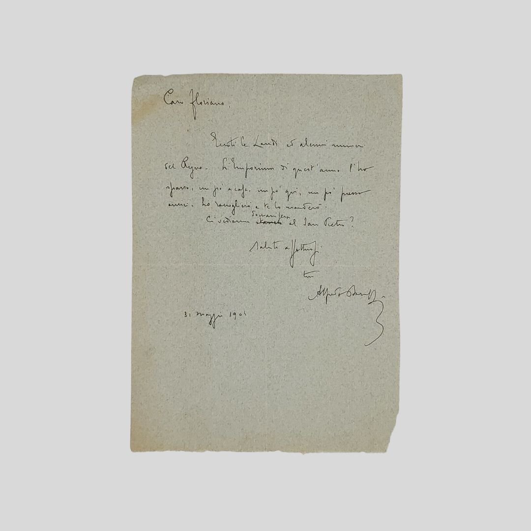 Lettera autografa firmata. Indirizzata all'amico e giornalista Floriano Del Secolo …