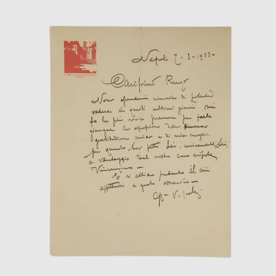 Lettera autografa firmata, inviata a destinatario sconosciuto.