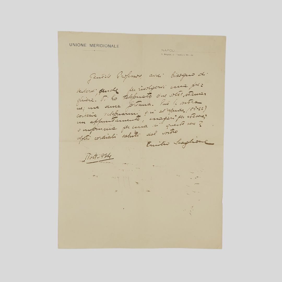 Lettera autografa firmata inviata a destinatario sconosciuto [ma Floriano Del …