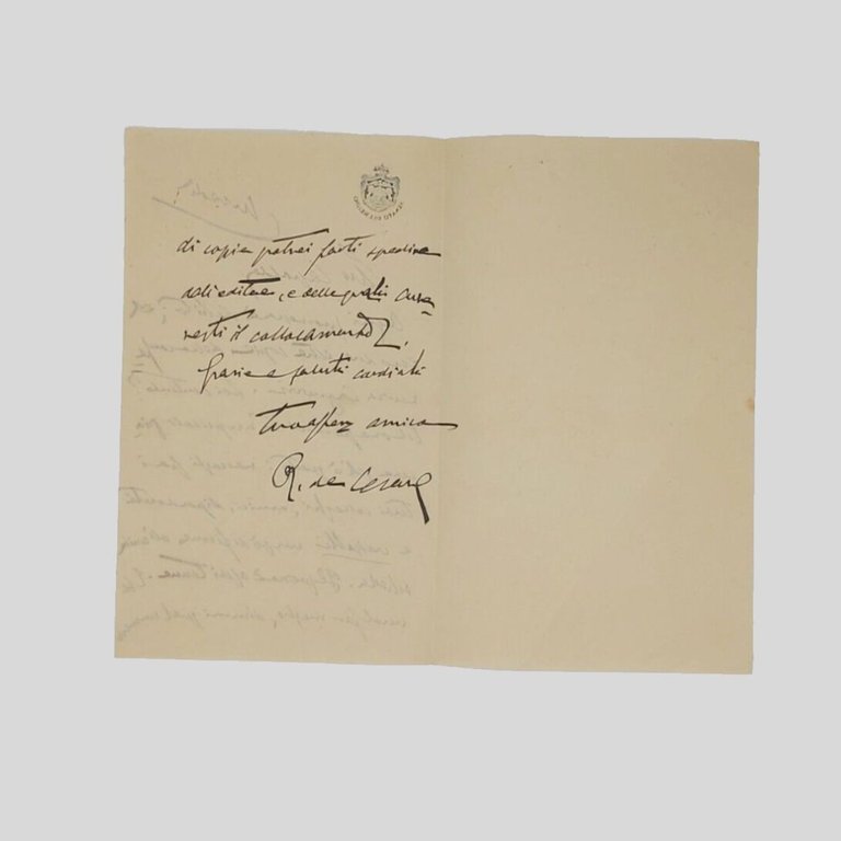 Lettera autografa firmata, inviata a [Pietro?] Capaldo.