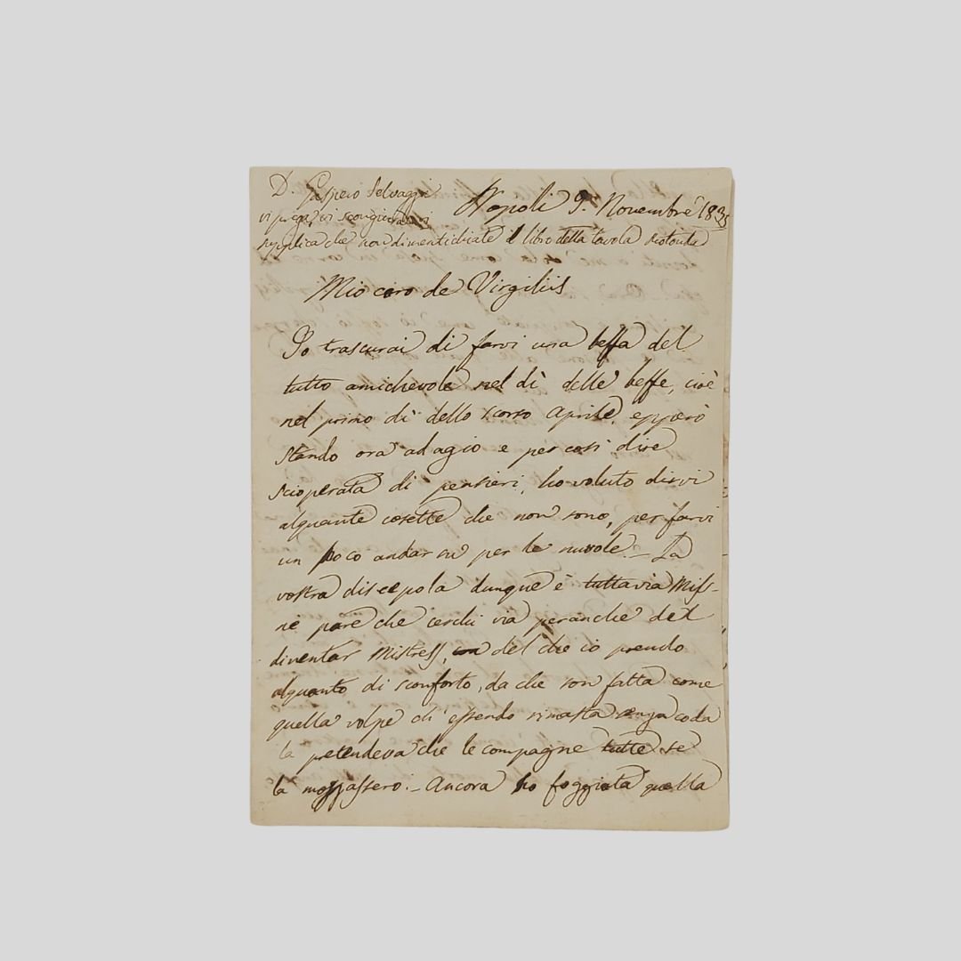 Lettera autografa firmata, inviata da Napoli, il 9 Novembre 1835. …