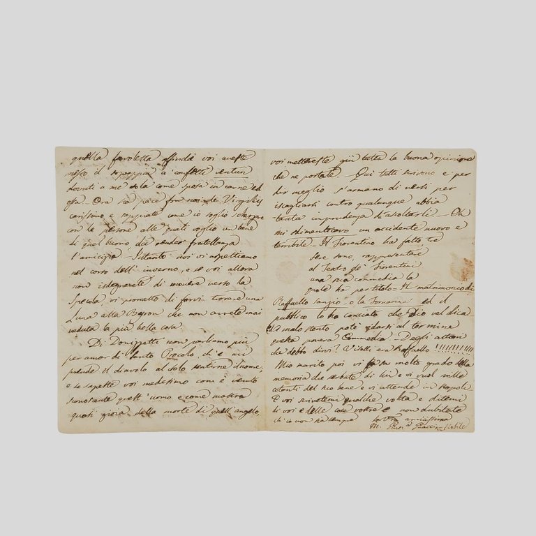 Lettera autografa firmata, inviata da Napoli, il 9 Novembre 1835. …