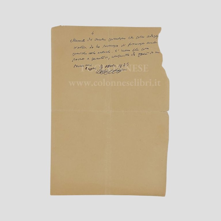 Lettera autografa non firmata. Indirizzata al Ten. Col. John T. …