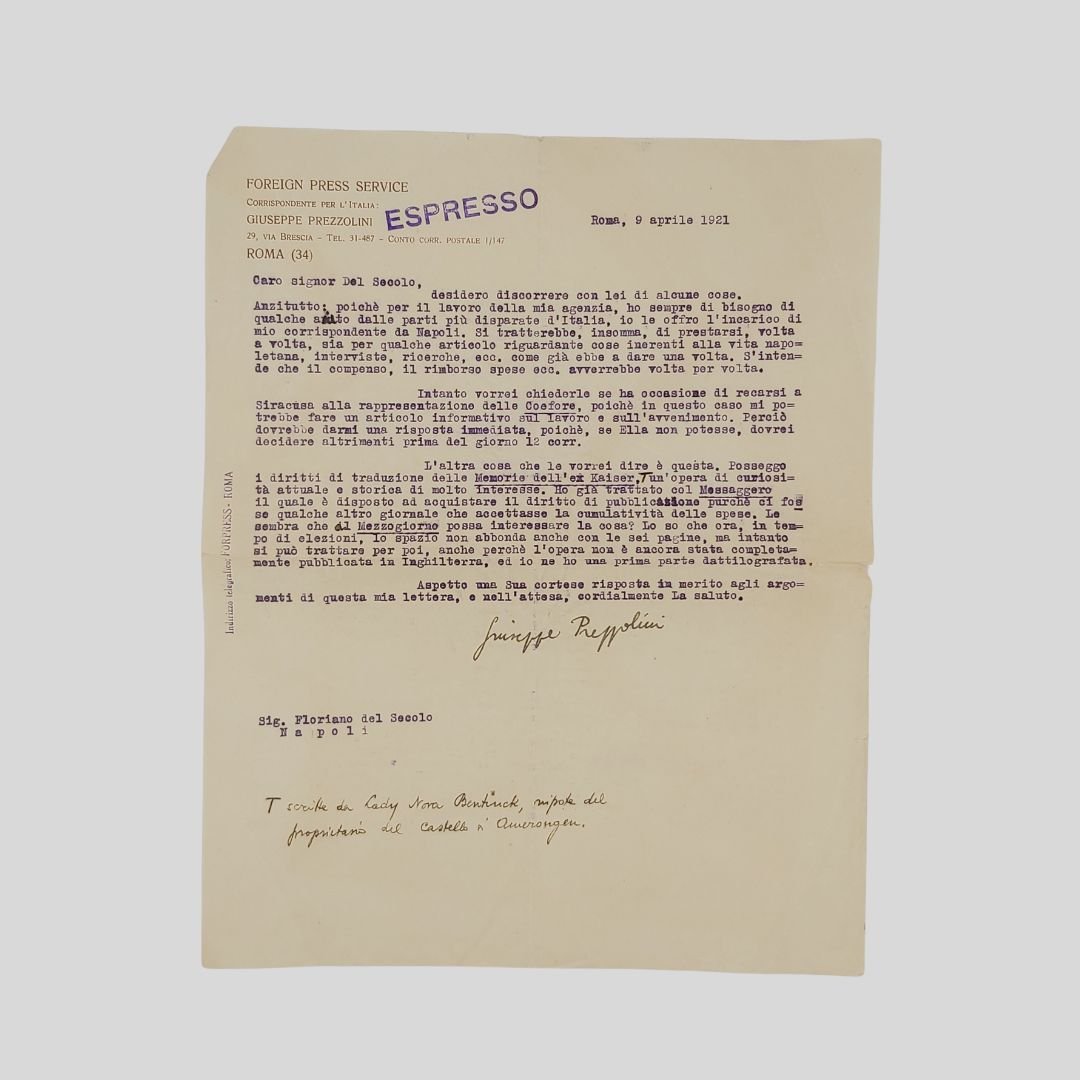 Lettera dattiloscritta con annotazioni e correzioni manoscritte, con firma autografa. …