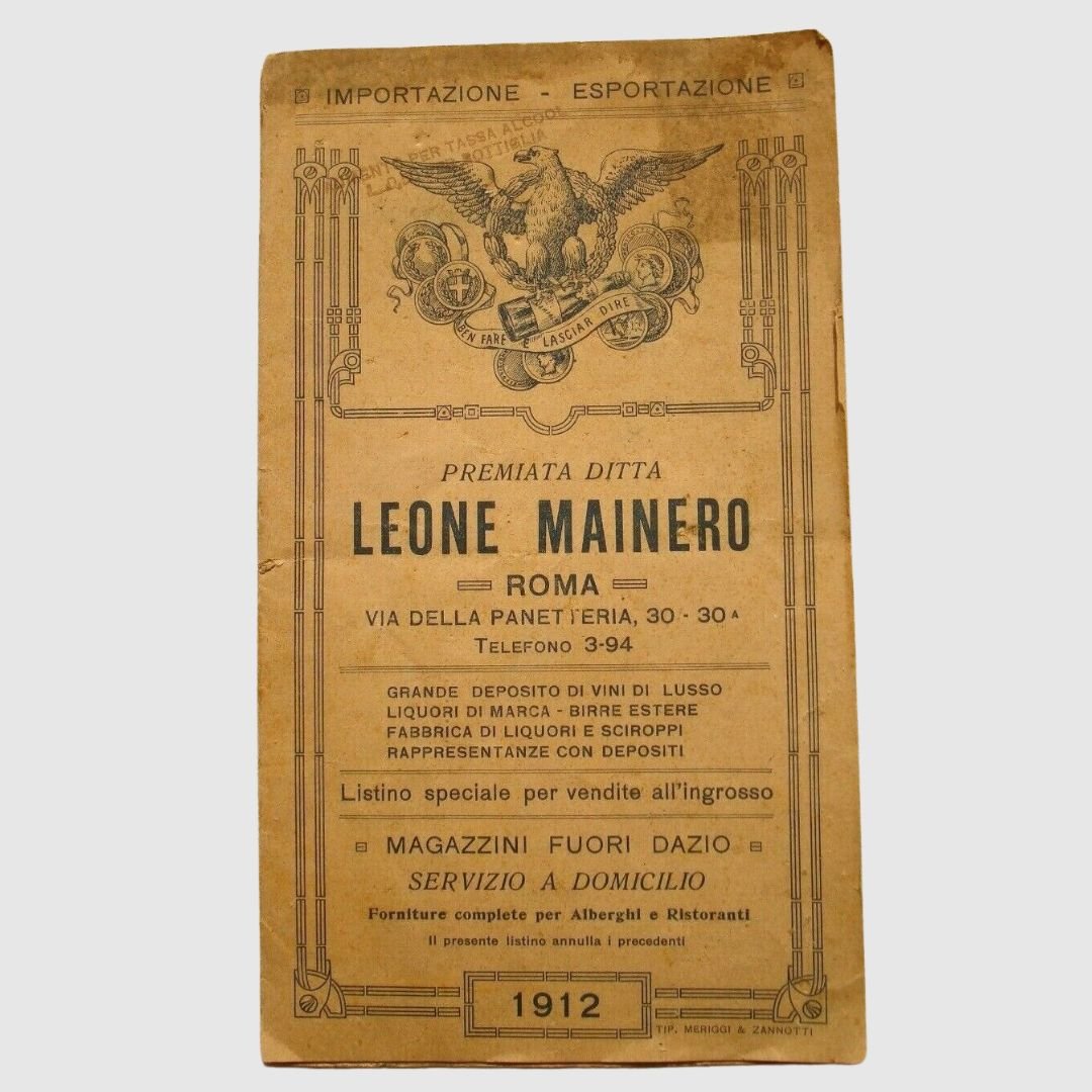 Listino commerciale ditta Leone Mainero – Roma. Vini, liquori, birre, … | Immagine principale