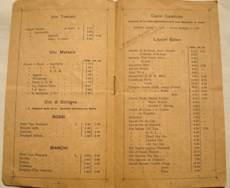 Listino commerciale ditta Leone Mainero – Roma. Vini, liquori, birre, … | Immagine Gallery 3