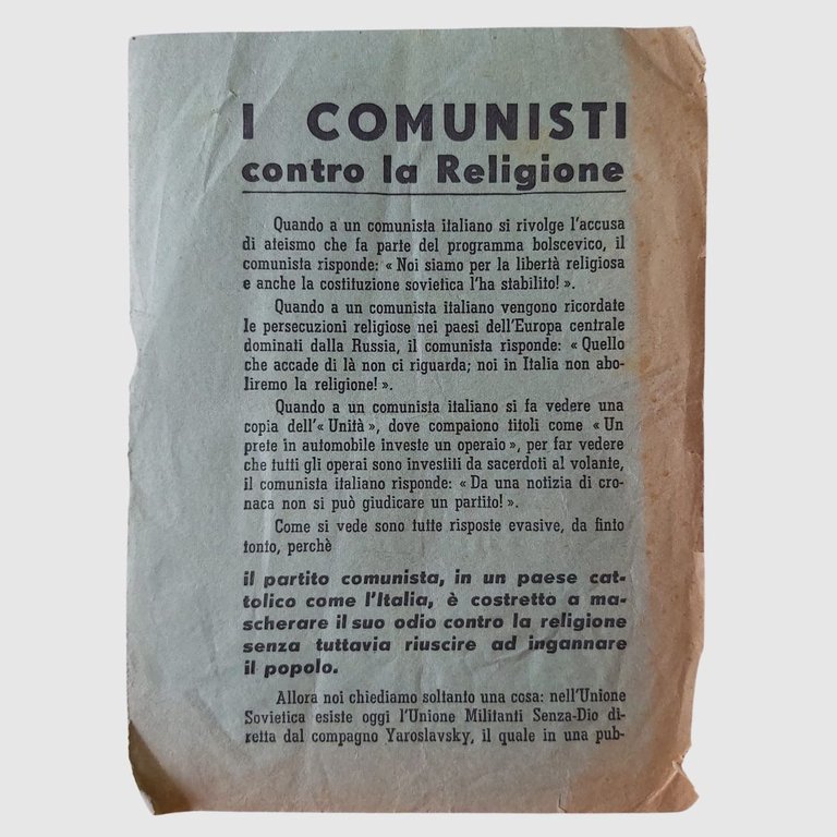 Lotto di tre rari volantini diffusi dalla Democrazia Cristiana. | Immagine Gallery 2