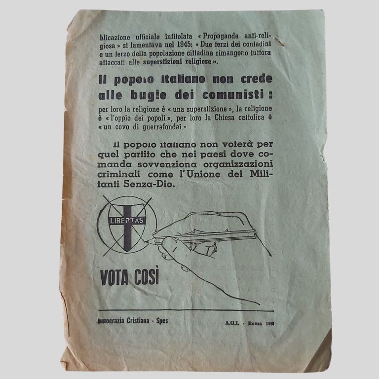 Lotto di tre rari volantini diffusi dalla Democrazia Cristiana. | Immagine Gallery 3
