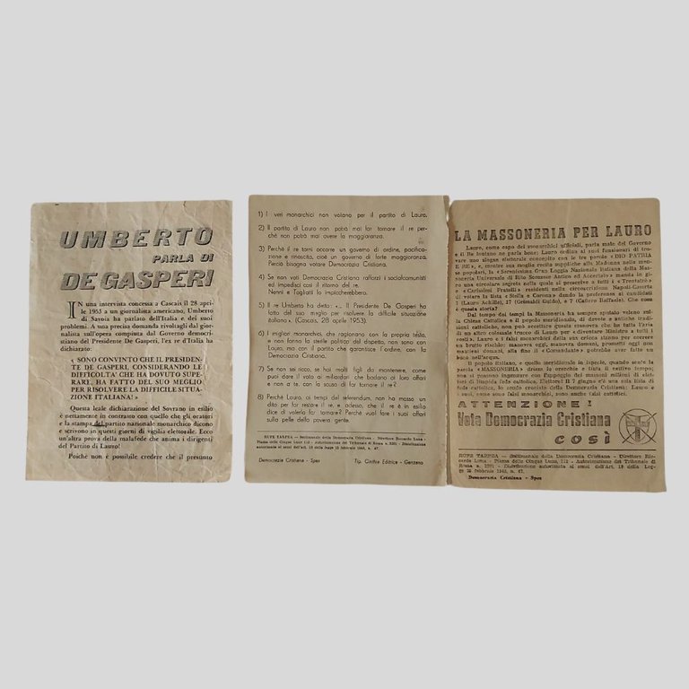 Lotto di tre volantini dell’ufficio propaganda della Democrazia Cristiana contro … | Immagine Gallery 6