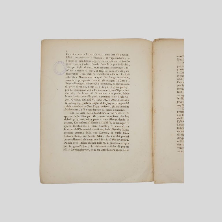 Memoriale a stampa indirizzato al Re Ferdinando I di Borbone, …