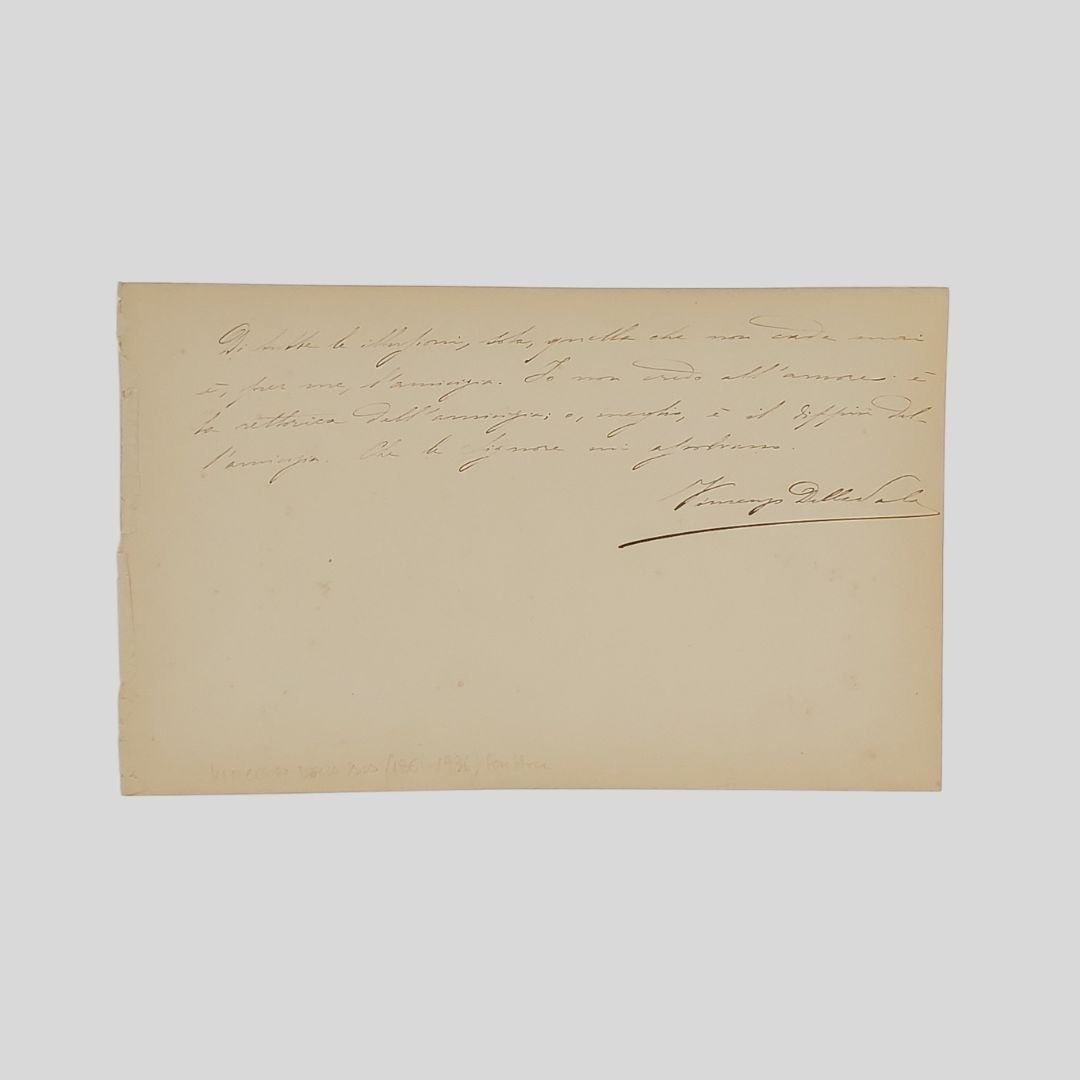 Pensiero autografo firmato su pagina (mm 152×95) di “liber amicorum” …