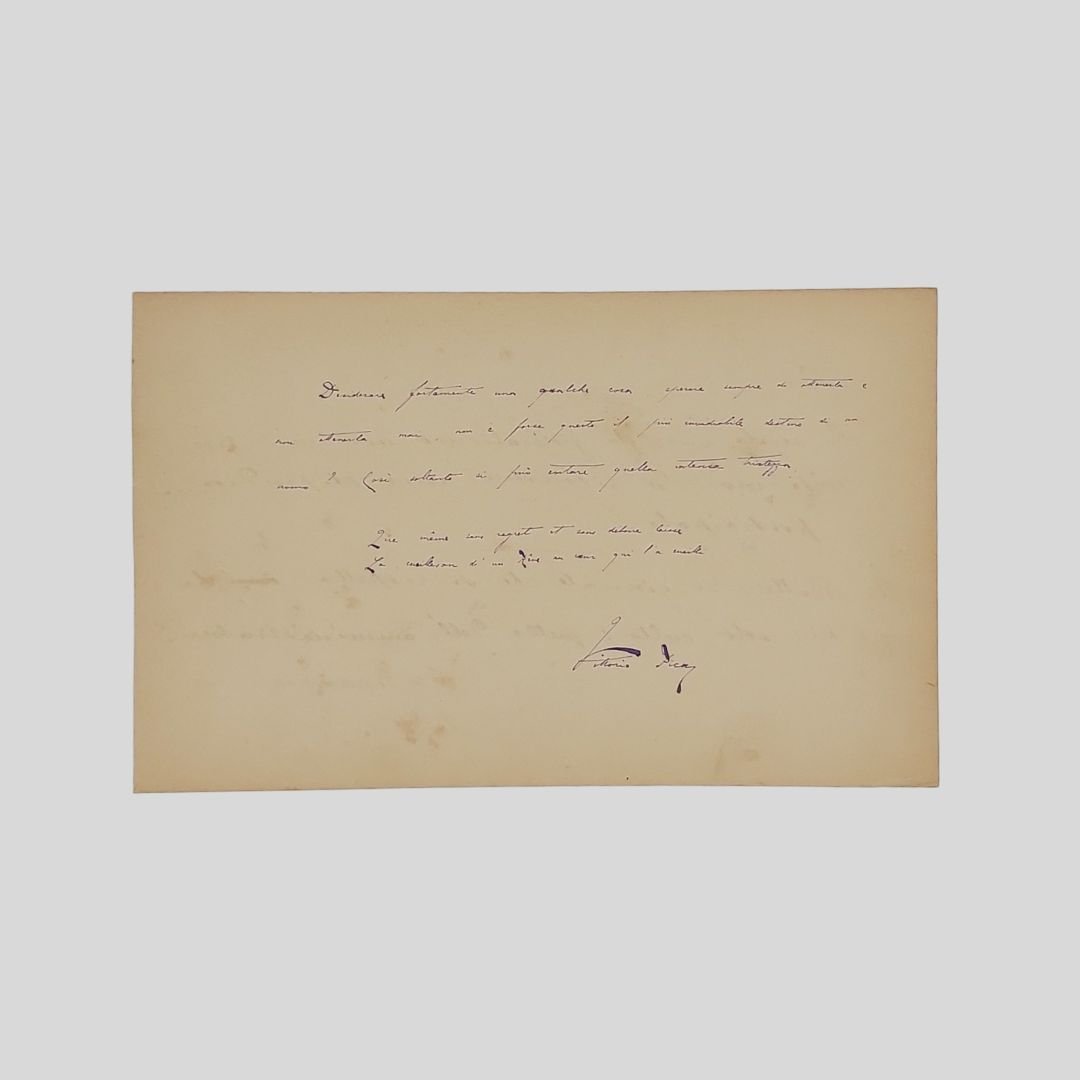 Pensiero autografo firmato su pagina (mm 220×138) di “liber amicorum”, …