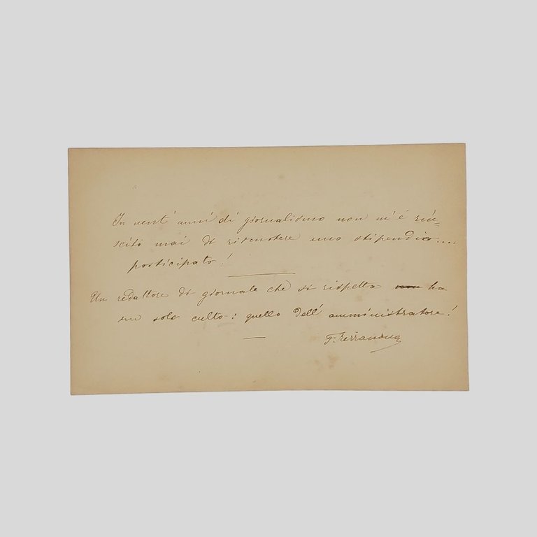 Pensiero autografo firmato su pagina (mm 220×138) di “liber amicorum”, …