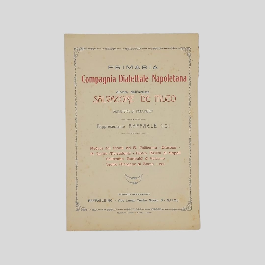 Pulcinella. Elenco artistico della Primaria Compagnia Dialettale Napoletana diretta dall’artista …