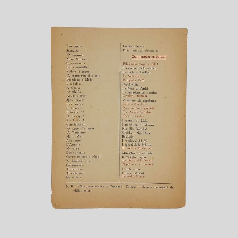 Pulcinella. Elenco artistico della Primaria Compagnia Dialettale Napoletana diretta dall’artista …