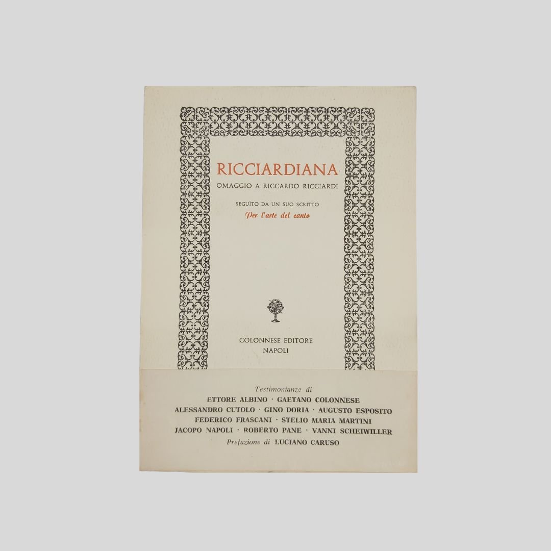 Ricciardiana. Omaggio a Riccardo Ricciardi. Seguito da un suo scritto … | Immagine principale