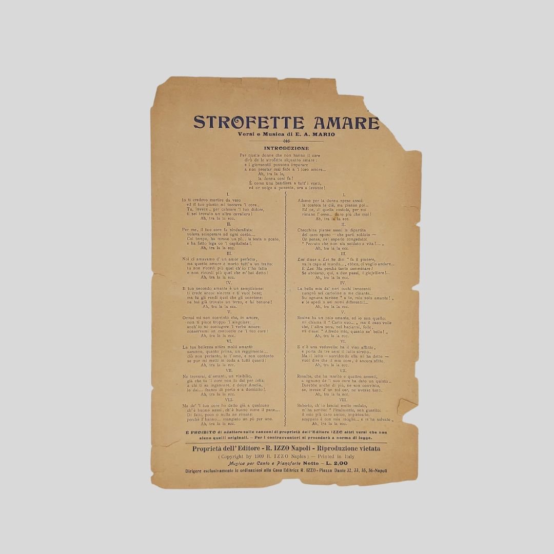 Strofette amare. Versi e musica di E. A. Mario. | Immagine principale