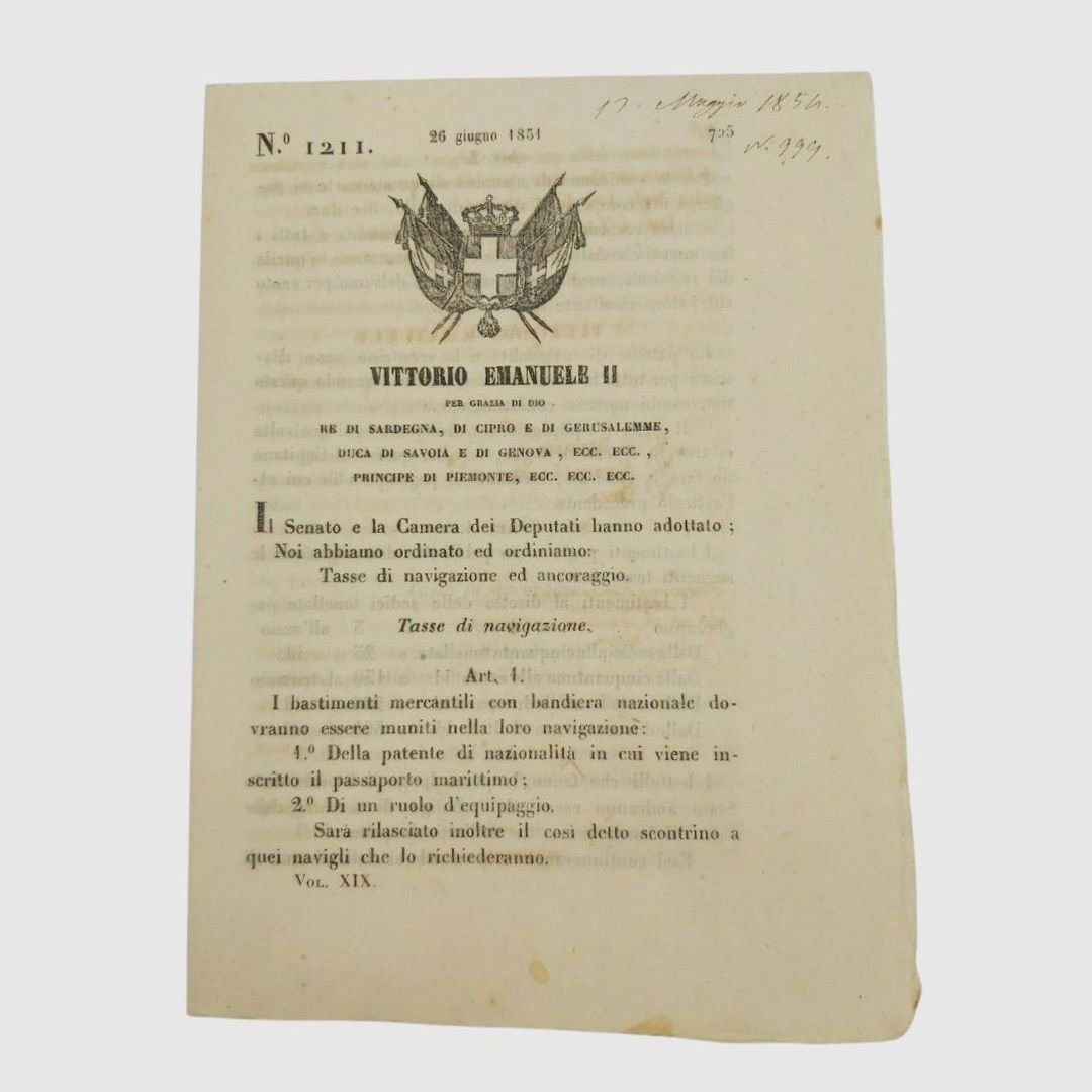 Tasse di navigazione e di ancoraggio. Vittorio Emanuele II. Ordinanza … | Immagine principale