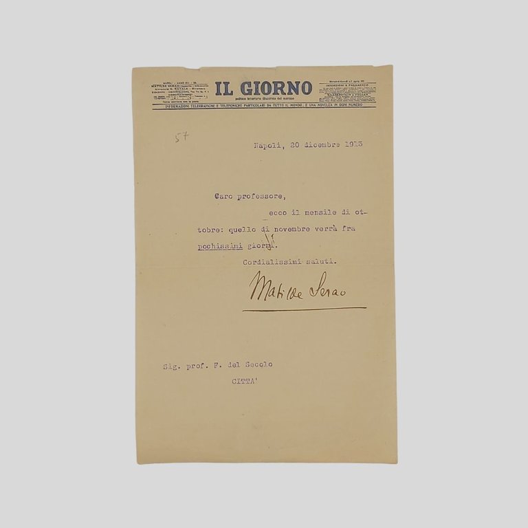 Tre lettere dattiloscritte tutte con firma autografa, indirizzate al giornalista …