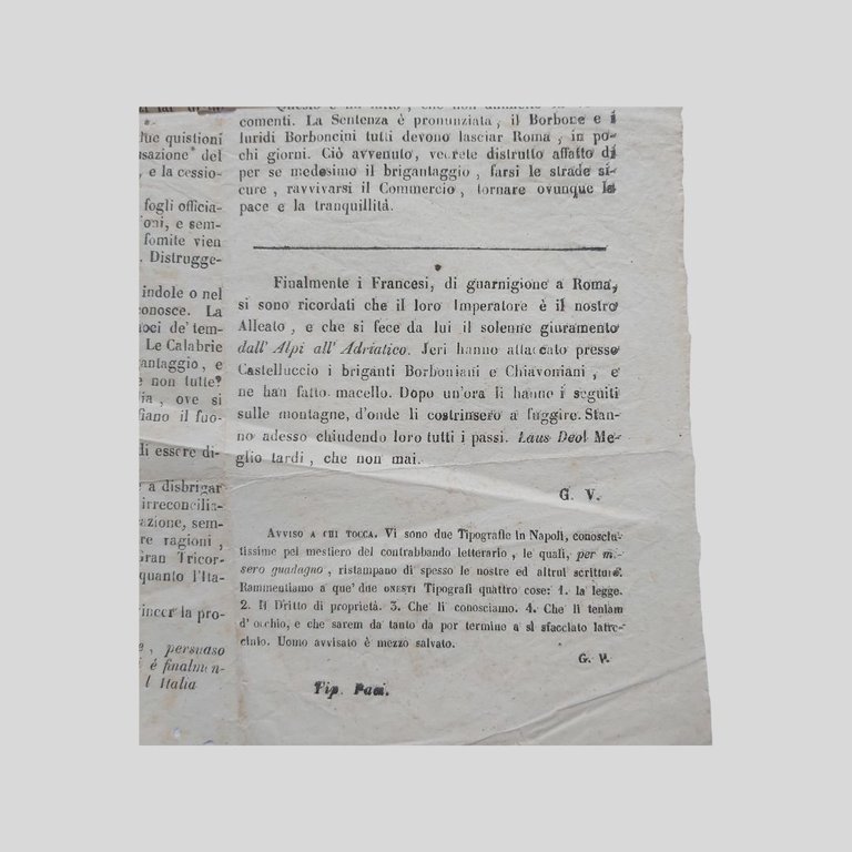 Una sentenza della Francia sul Borbone. Foglio volante da affissione. | Immagine Gallery 3