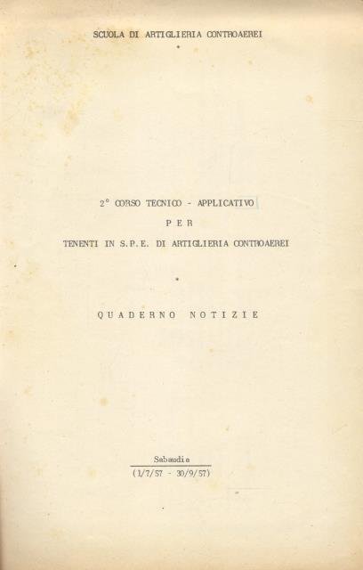 2° CORSO TECNICO APPLICATIVO PER TENENTI IN S.P.E. DI ARTIGLIERIA …
