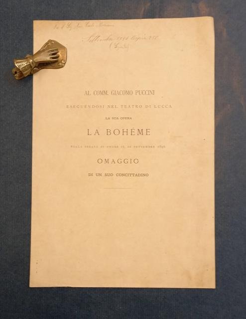 Al Comm. Giacomo Puccini eseguendosi nel Teatro di Lucca la …