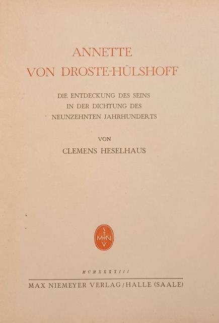 ANNETTE VON DROSTE - HÜLSHOFF. Die entdeckung des seins in …