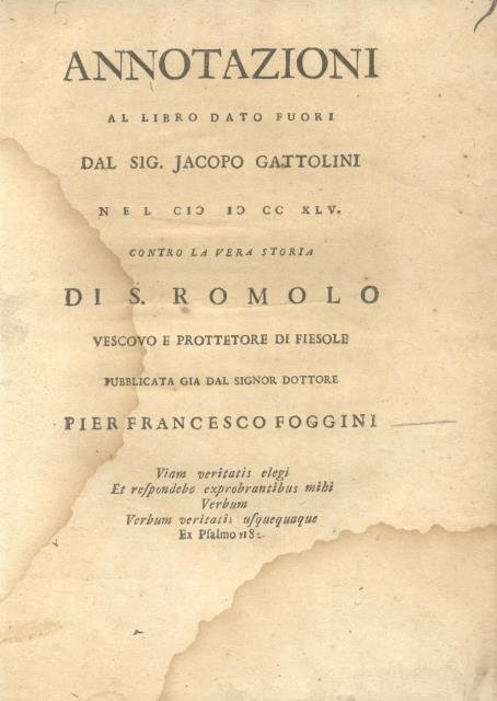 Annotazioni al libro dato fuori dal sig. Jacopo Gattolini nel …