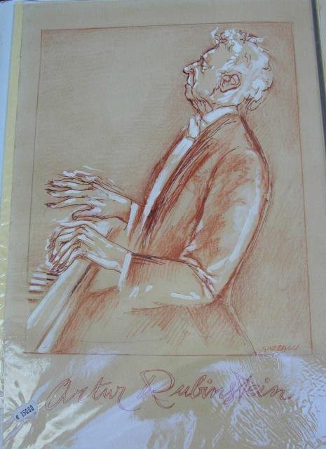ARTHUR RUBINSTEIN. Bozzetto originale dell'opera del pittore Giuseppe Bacci. 1970 …