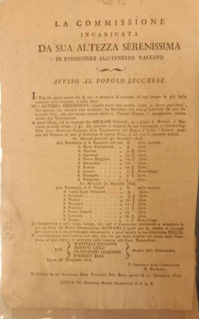 AVVISO AL POPOLO LUCCHESE. In merito alla inoculazione del vaccino …