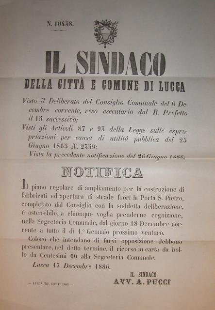 Bando originale n°10438 in cui si comunica l'approvazione del Piano …