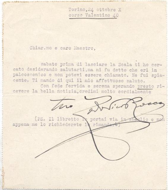 Biglietto postale affrancato e viaggiato inviato dal musicista Ludovico Rocca …