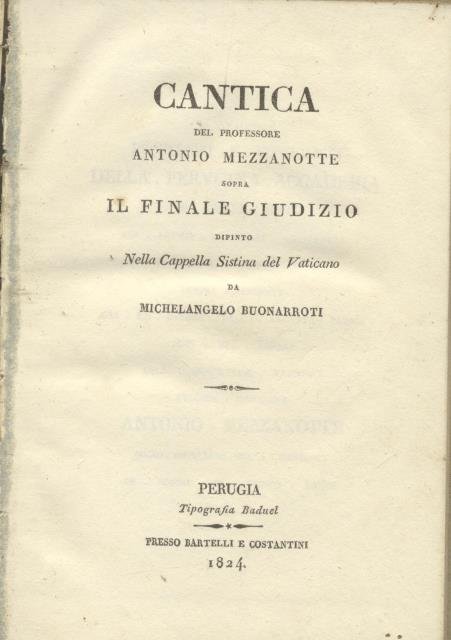 CANTICA SOPRA IL FINALE GIUDIZIO DIPINTO NELLA CAPPELLA SISTINA DA …
