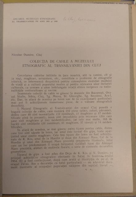 COLECTIA DE CAHLE A MUSEULUI ETNOGRAFIC AL TRANSILVANIEI DIN CLUJ. … | Immagine principale