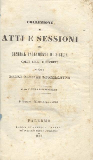 Collezione di Atti e Sessioni del general Parlamento di Sicilia … | Immagine principale