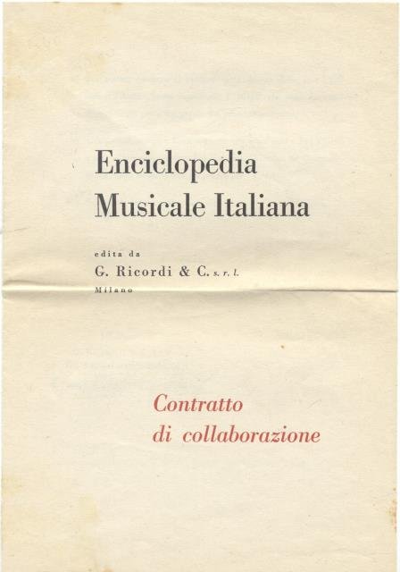 Contratto di collaborazione tra la casa Editrice "G.Ricordi & C. …