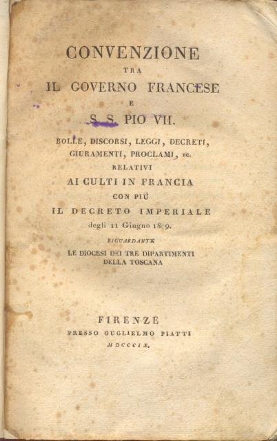 CONVENZIONE TRA IL GOVERNO FRANCESE E S. S. PIO VII. …