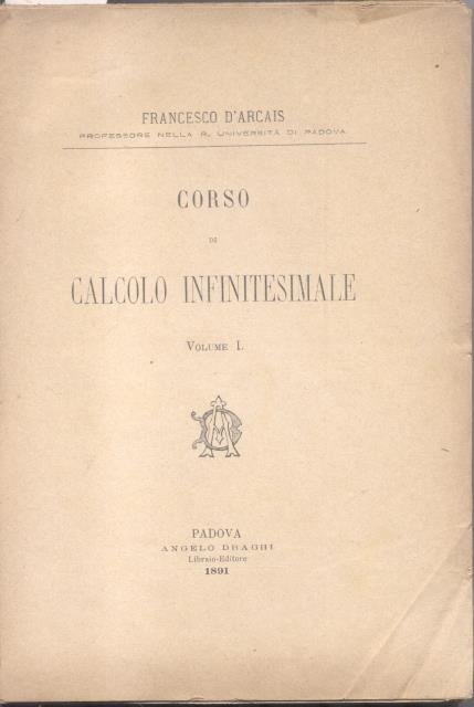 CORSO DI CALCOLO INFINITESIMALE. 1891-1894.