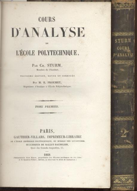 COURS D'ANALYSE DE L'ÉCOLE POLYTECHNIQUE.
