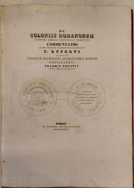 DE COLONIIS ROMANORUM TEMPORE LIBERAE REIPUBLICAE DEDUCTIS. Commentatio quam themate …