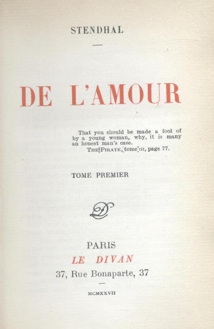 DE L'AMOUR.