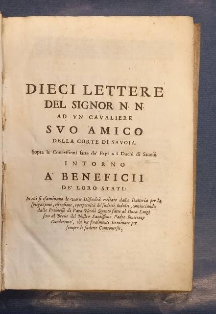 DIECI LETTERE DEL SIGNOR N.N. AD UN CAVALIERE SUO AMICO …