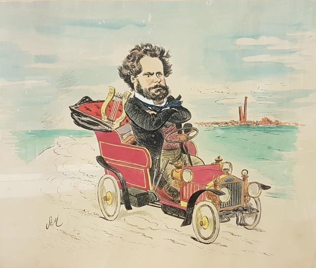 Disegno originale a china di "Sem" (Georges Gourçat) raffigurante il …