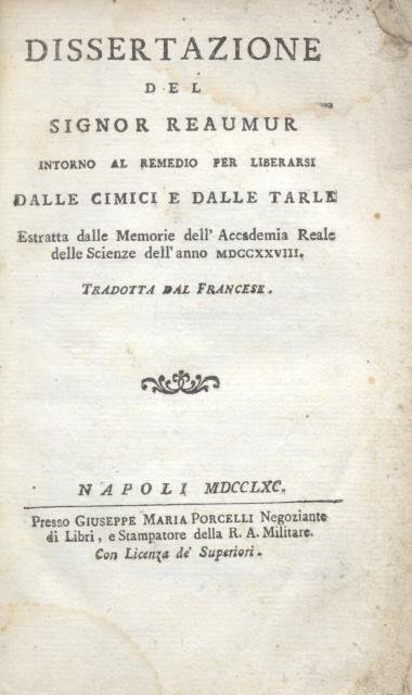 DISSERTAZIONE INTORNO AL REMEDIO PER LIBERARSI DALLE CIMICI E DALLE …