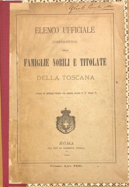 ELENCO UFFICIALE (DEFINITIVO) DELLE FAMIGLIE NOBILI E TITOLATE DELLA REGIONE … | Immagine principale