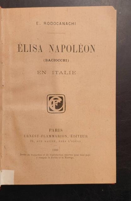ELISA NAPOLEON (BACIOCCHI) EN ITALIE. | Immagine principale