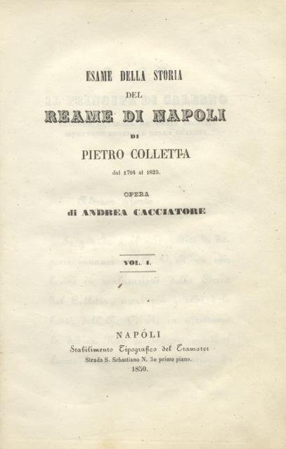 ESAME DELLA STORIA DEL REAME DI NAPOLI DI PIETRO COLLETTA …