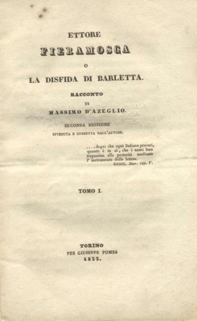 ETTORE FIERAMOSCA o LA DISFIDA DI BARLETTA. Racconto.