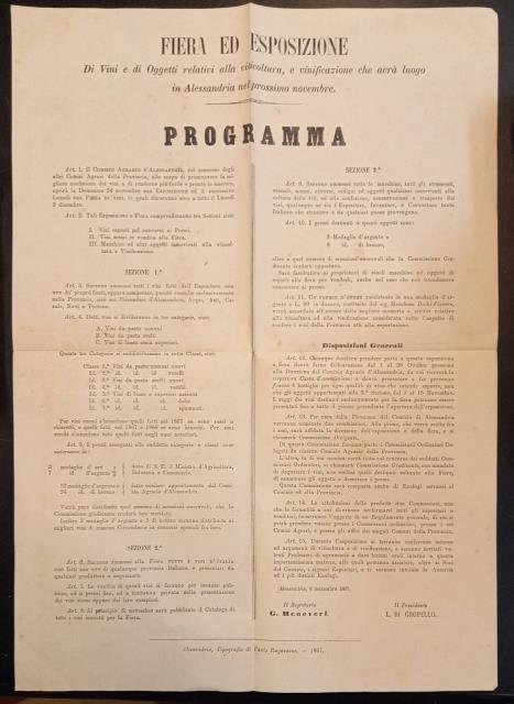 FIERA ED ESPOSIZIONE DI VINI E DI OGGETTI RELATIVI ALLA …
